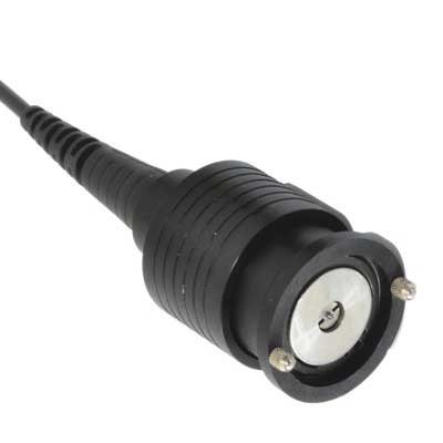 The face of the bottom of a black probe.